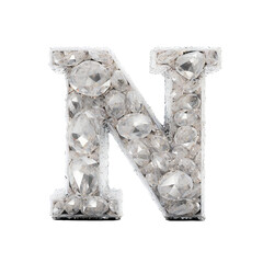 N letter adorned with diamonds on transparent background