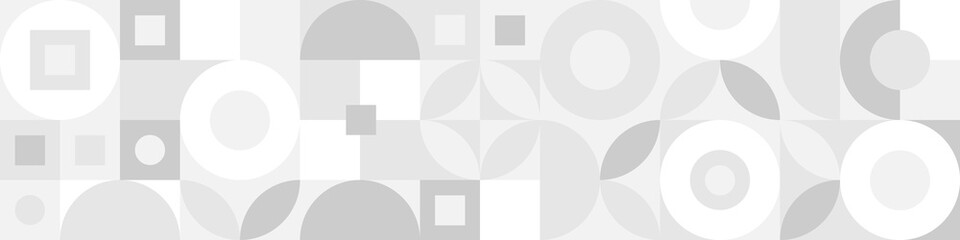 Fototapeta premium Trendy seamless abstract geometric background with circles in Scandinavian retro style, beautiful cover. Graphic pattern of simple shapes in gray tones, abstract white mosaic.