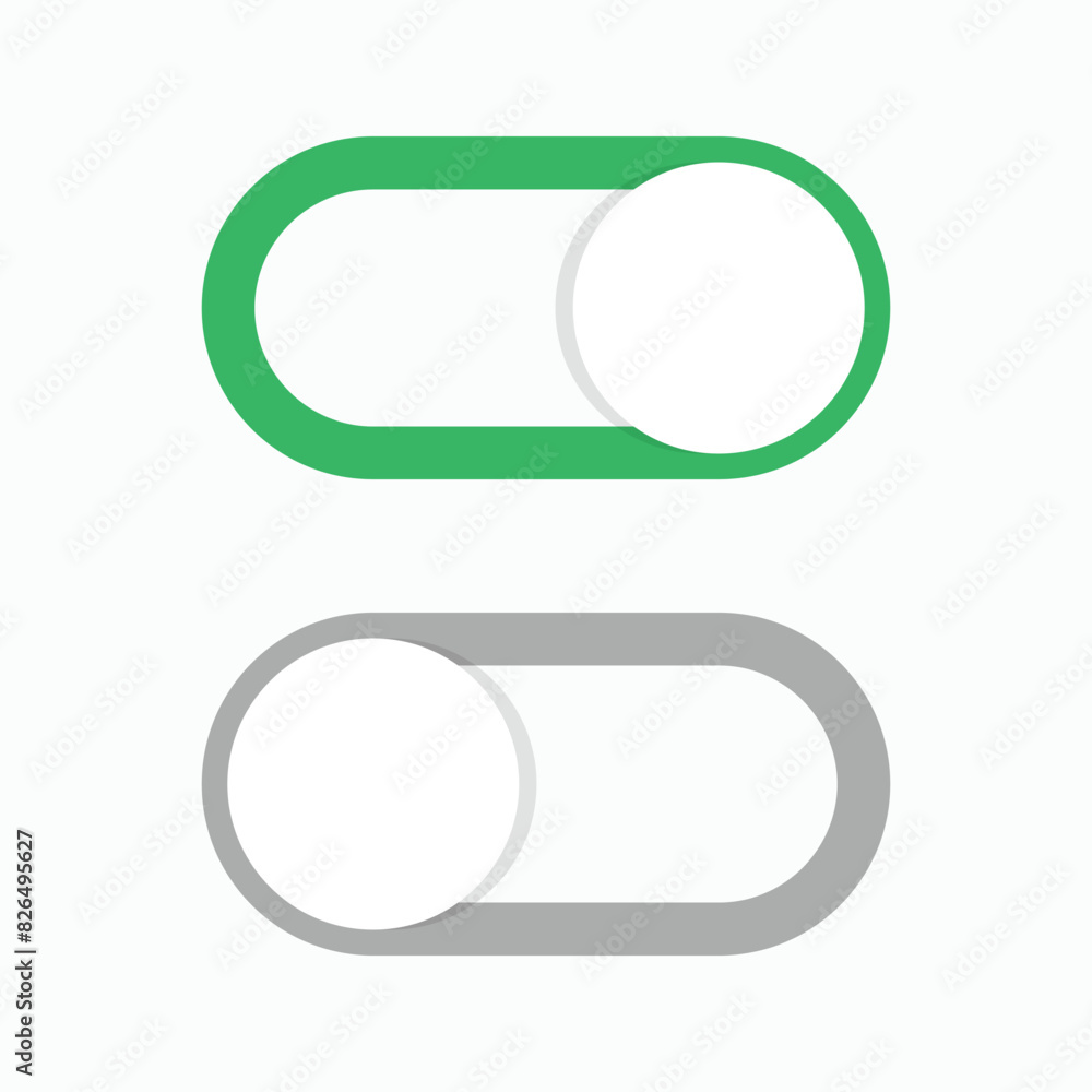 Poster sets on and off toggle switch buttons vector, buttons slider, suitable for simple ui design.