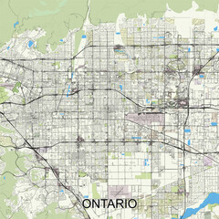 Ontario, California, USA map poster art