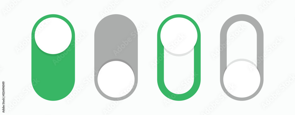 Poster sets on and off toggle switch buttons vector, buttons slider, suitable for simple ui design.