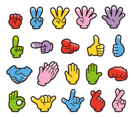 ハンドサインのアイコンセット。ジェスチャー。シンプルイラスト。