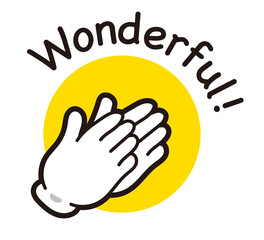 拍手のハンドサイン。シンプルな手のアイコン。