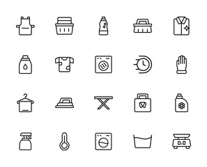 Laundry icons. Set of Laundry icons. Laundry icons pack. Simple line-style Laundry icons.	