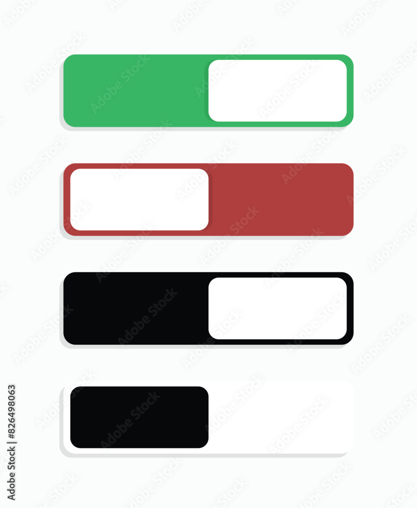 Poster sets on and off toggle switch buttons vector, buttons slider, suitable for simple ui design.