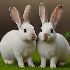 Obraz premium white rabbit on a black background, white rabbit on green grass, white rabbit sitting on a bed, white rabbit on a white background, white rabbit on a wooden table, white rabbit on a table, white rabbi