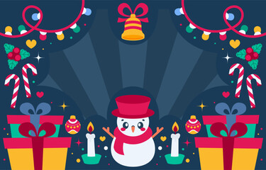 Christmas background vector illustration with scene horizontal