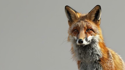 A beautiful red fox stares off into the distance, its fur shining in the sunlight. - Powered by Adobe