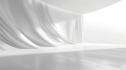 Abstract minimalist design with smooth white architectural forms and large empty spaces