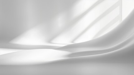 Abstract minimalist design with smooth white architectural forms and large empty spaces