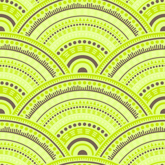 Ethnic circle shapes seamless geometric pattern. © SunwArt