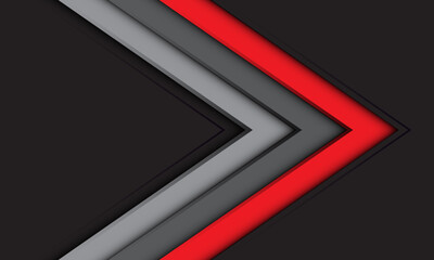 Abstract red grey arrow direction geometric on white design modern background vector