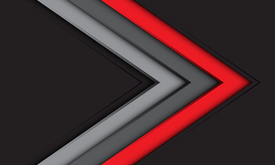 Abstract red grey arrow direction geometric on white design modern background vector