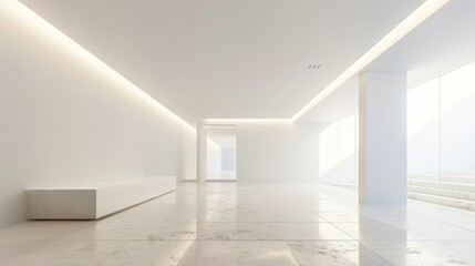 Clean and pristine white walls in an empty room, offering a blank canvas for creative projects and design concepts.
