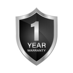 1 Year Warranty. Warranty Sign. Vector Illustration Isolated on White Background. 