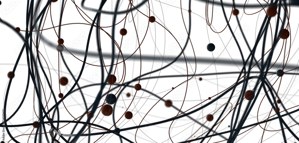 Fototapete Abstract plexus blue geometry background. Digital technology network connection concept. 3D rendered illustration
