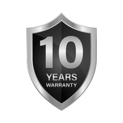 10 Years Warranty. Warranty Sign. Vector Illustration Isolated on White Background. 