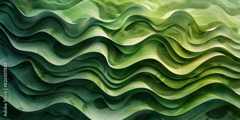 Poster dynamic waves of green: composite polymer texture resembling shifting desert sands. concept texture 