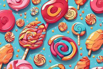 Candy Pattern Delight Vivid Vector Art against a Sleek Background