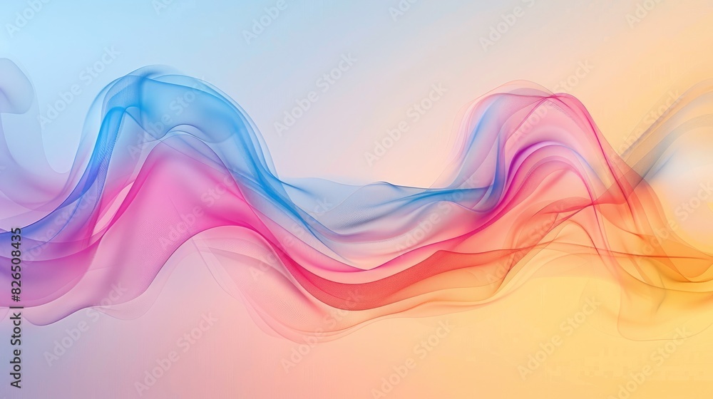 Poster colorful abstract waves flowing smoothly across a gradient background.