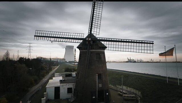 Aerial video of Doel Belgium