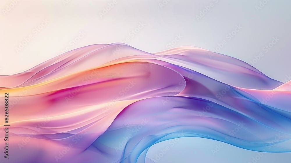 Poster colorful abstract waves flowing smoothly across a gradient background.