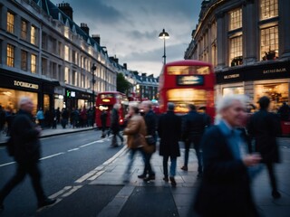 London Life in Blur, Street Scene with Bokeh of People in the Background
