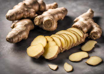 One whole ginger root and cut slices.