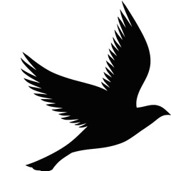 A flock of flying birds. Pigeons Flying Silhouettes. group of birds in the sky