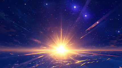 sun in outer space galaxy background