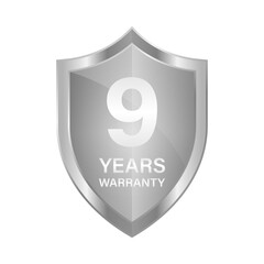 9 Years Warranty. Warranty Sign. Vector Illustration Isolated on White Background. 