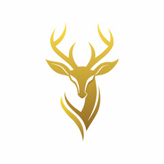  a minimalist golden deer font face view logo vector art illustration   icon logo