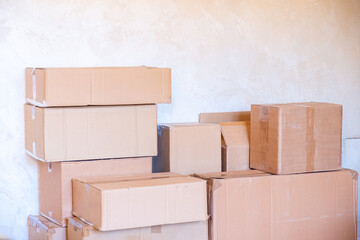 Stack of cartoon box for moving to  a new house