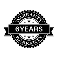 6 Years Warranty. Warranty Sign. Vector Illustration Isolated on White Background. 