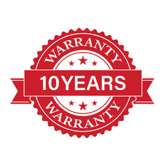 10 Years Warranty. Warranty Sign. Vector Illustration Isolated on White Background. 