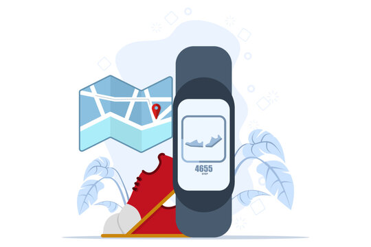 fitness tracker, map, red shoe, activity tracking clip art preview