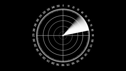 Searching by radar on monitor screen.Realistic radar with targets on monitor in searching. Enemy aircraft or ships detected by radar scan.