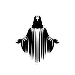 Black silhouette of Jesus. vector logo of Christianism isolated on white background.
