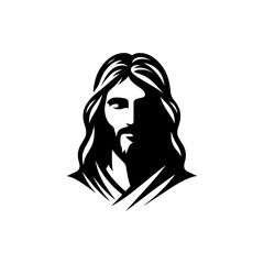 Black silhouette of Jesus. vector logo of Christianism isolated on white background.