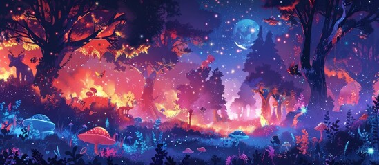 Dabbing Creatures Bask in the Magical Glow of a Fantasy Forest