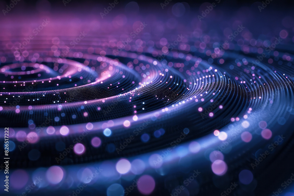 Aufkleber Isometric pattern of heartbeat lines forming concentric circles, symbolizing pulsating energy,