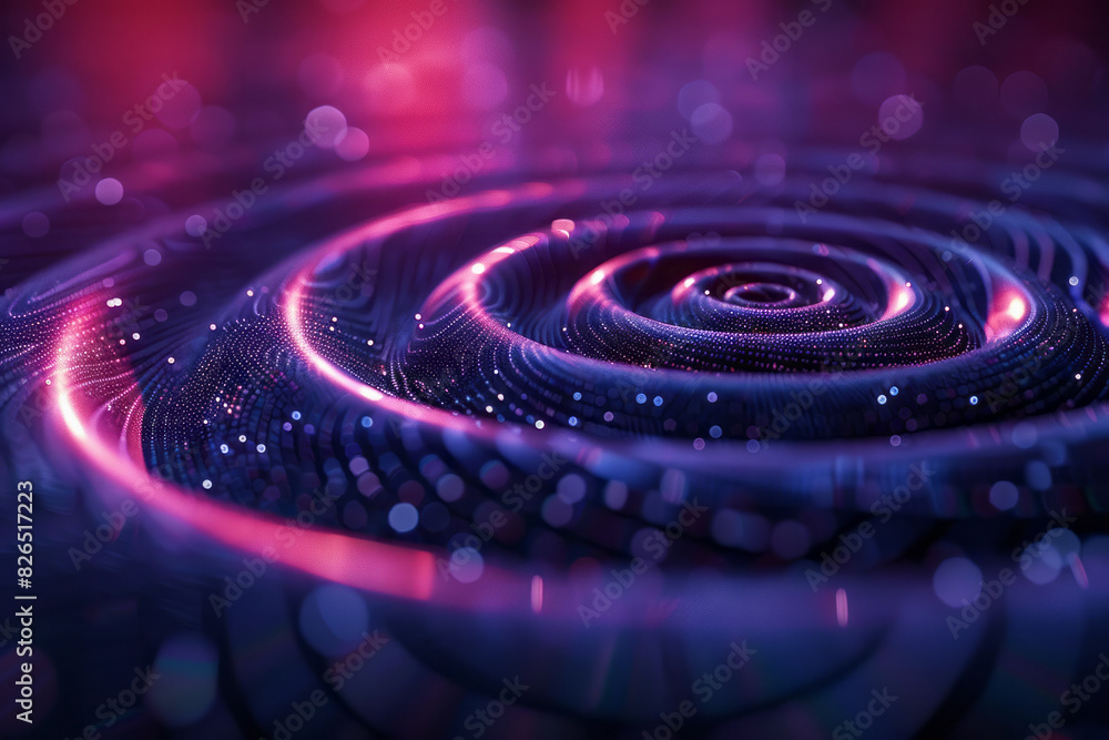 Aufkleber Isometric pattern of heartbeat lines forming concentric circles, symbolizing pulsating energy,