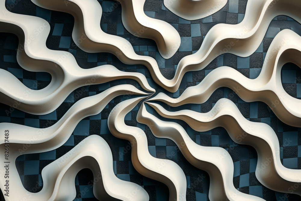 Aufkleber Abstract seamless background of heartbeat shapes in a checkerboard pattern, emphasizing balance,