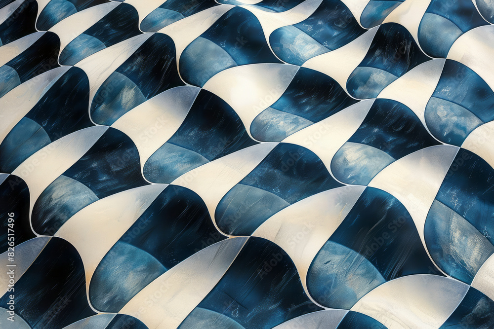 Aufkleber Abstract seamless background of heartbeat shapes in a checkerboard pattern, emphasizing balance,