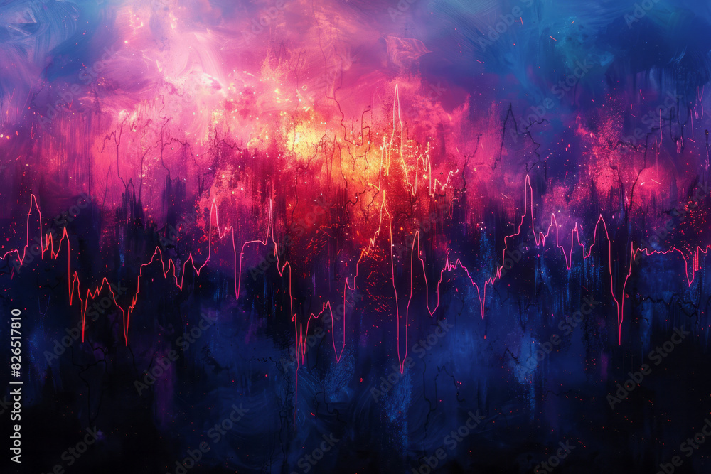 Poster Abstract seamless background of heartbeat shapes forming a grid, emphasizing structure and uniformity,