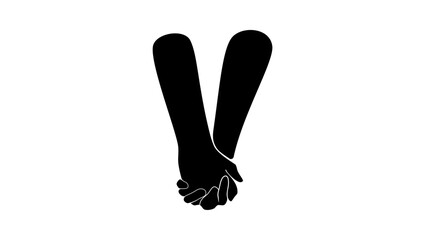 holding hands, black isolated silhouette