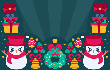 Christmas with green stripes background vector illustration