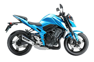 Blue motorcycle on transparent background, dynamic design, modern look.