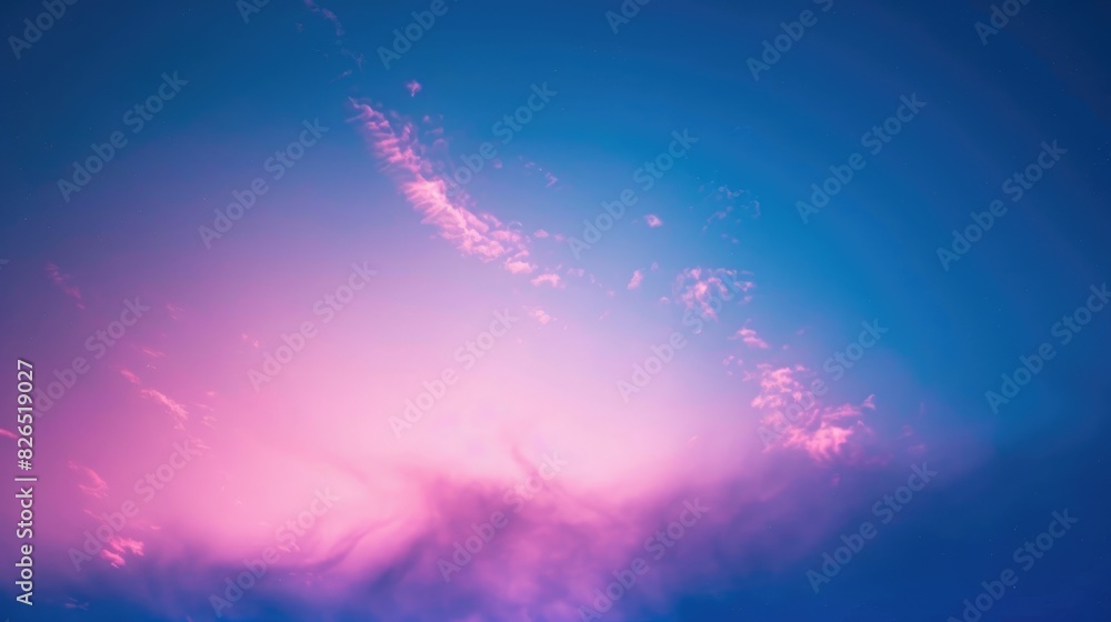 Poster gradient background transitioning from deep blue to soft pink.