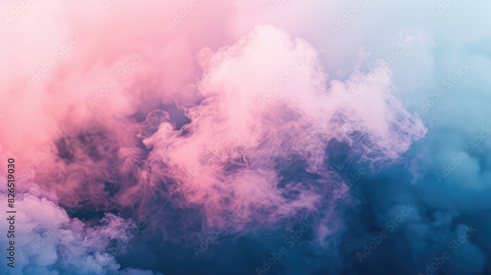 Poster gradient background transitioning from deep blue to soft pink.